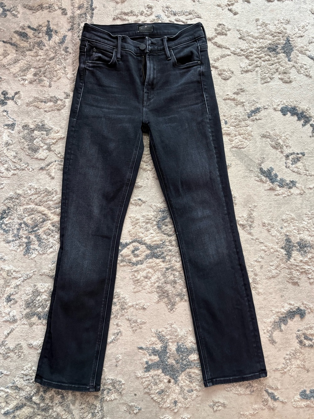 MOTHER Black Straight Leg Jeans